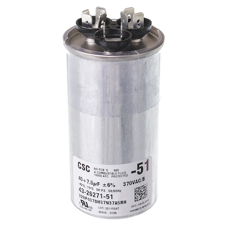 Rheem 43-26271-51 Capacitor 40/7.5/370 43-26271-5